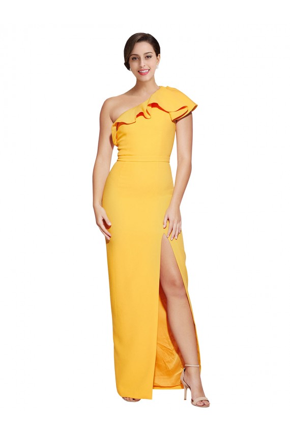 Saffron Sheath One Shoulder Long Formal Evening Gown / Prom Dress / Bridesmaid Dress Bolton