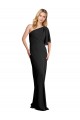 Black Sheath One Shoulder Flutter Sleeves Long Formal Evening Gown / Prom Dress / Bridesmaid Dress Bolton