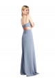 Open Back Smoke Blue A-Line Scoop Neck Long Prom Dress / Bridesmaid Dress Bolton
