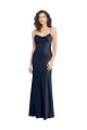 Open Back Dark Navy A-Line Cowl Neck Long Black Tie Evening Gown / Prom Dress / Bridesmaid Dress Bolton