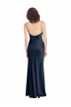 Open Back Dark Navy A-Line Cowl Neck Long Black Tie Evening Gown / Prom Dress / Bridesmaid Dress Bolton