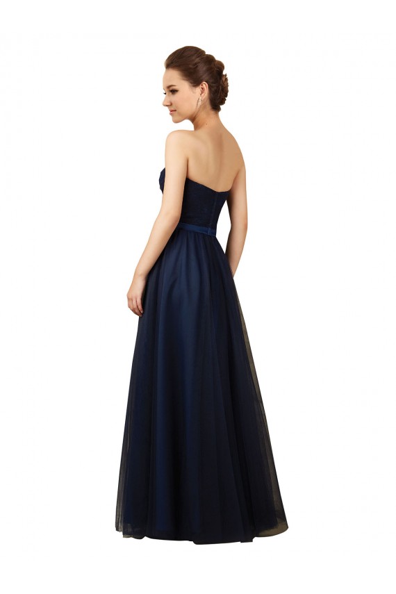 Dark Navy A-Line Strapless Long Bridesmaid Gown Bolton