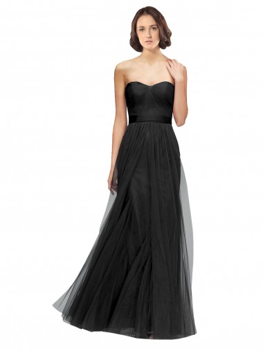 Black A-Line Sweetheart Long Bridesmaid Gown Bolton