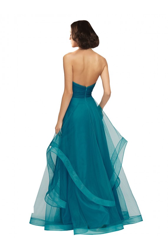 Turquoise A-Line Strapless Long Bridesmaid Dress Bolton