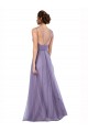 V-Back Watermelon A-Line Spaghetti Straps Long Bridesmaid Dress Bolton