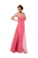 V-Back Watermelon A-Line Spaghetti Straps Long Bridesmaid Dress Bolton