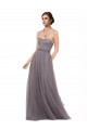 V-Back Pewter A-Line Spaghetti Straps Long Bridesmaid Dress Bolton