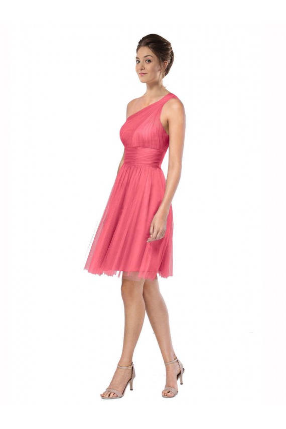 Watermelon A-Line One Shoulder Long Bridesmaid Dress Bolton