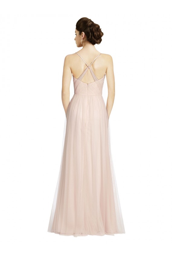 Pink A-Line Spaghetti Straps Long Bridesmaid Dress Bolton