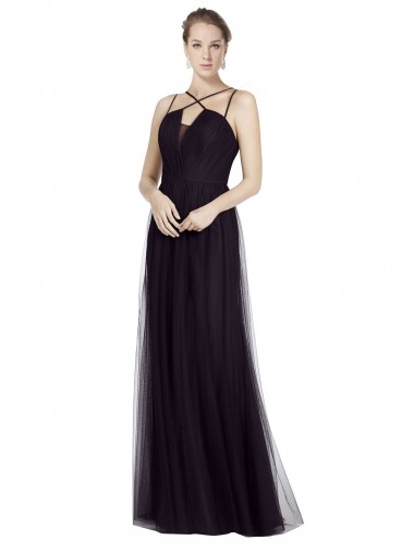 Black A-Line High Neck Long Bridesmaid Gown Bolton