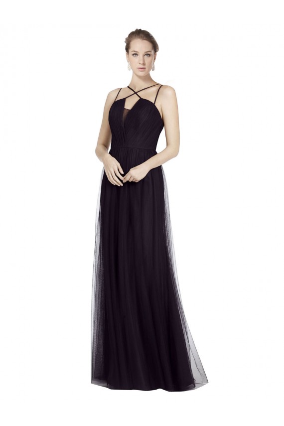 Black A-Line High Neck Long Bridesmaid Gown Bolton