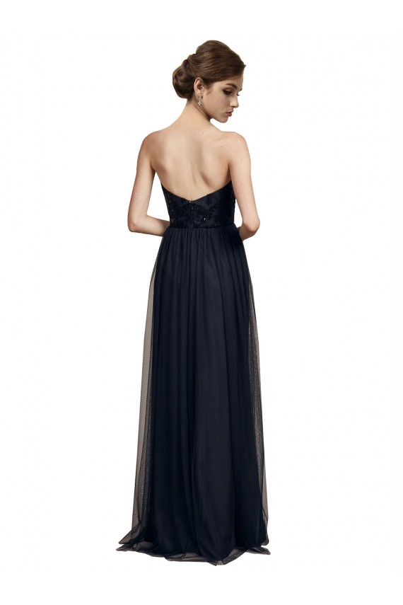 Black A-Line Strapless Long Bridesmaid Gown Bolton