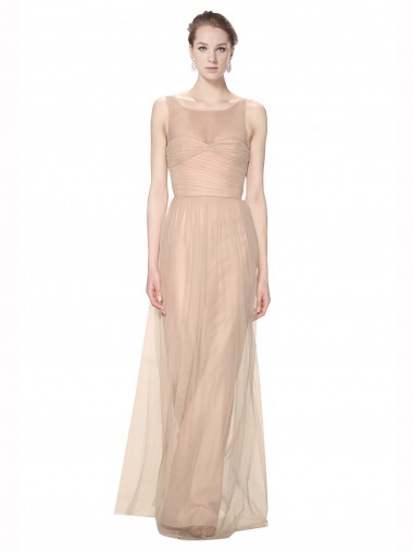 Blush Sheath High Neck Long Bridesmaid Dress Bolton