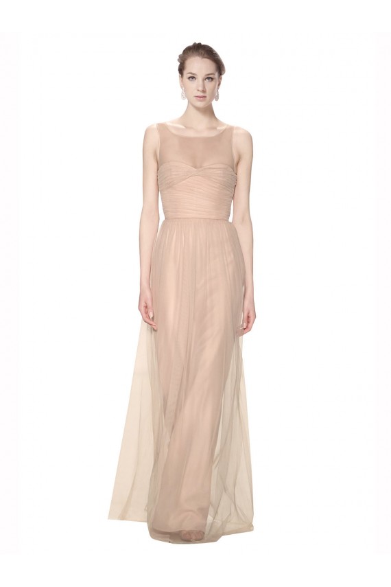 Blush Sheath High Neck Long Bridesmaid Dress Bolton