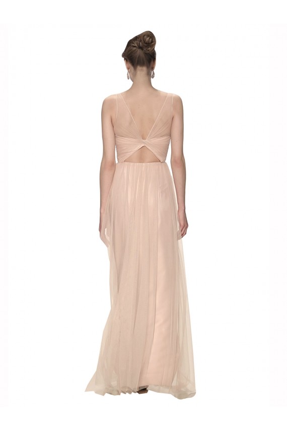 Blush Sheath High Neck Long Bridesmaid Dress Bolton
