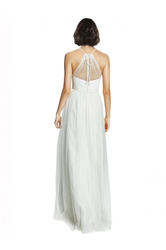 White A-Line High Neck Long Bridesmaid Dress Bolton