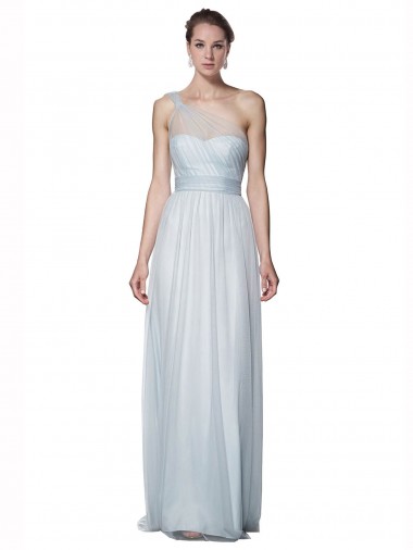 Mist A-Line One Shoulder Long Bridesmaid Dress Bolton