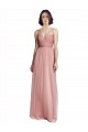 Rose Pink A-Line V-Neck Long Bridesmaid Dress Bolton