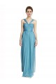 Sky Blue A-Line V-Neck Long Bridesmaid Dress Bolton