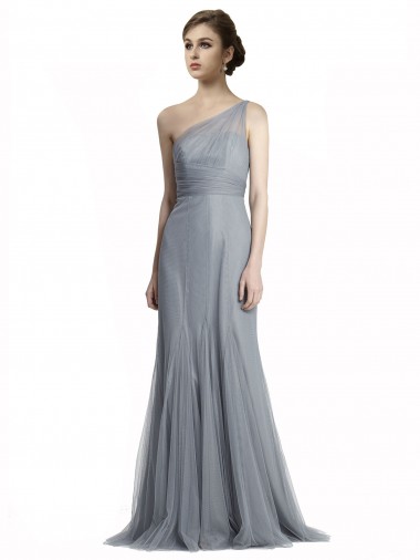 Slate Grey Mermaid One Shoulder Long Bridesmaid Dress Bolton