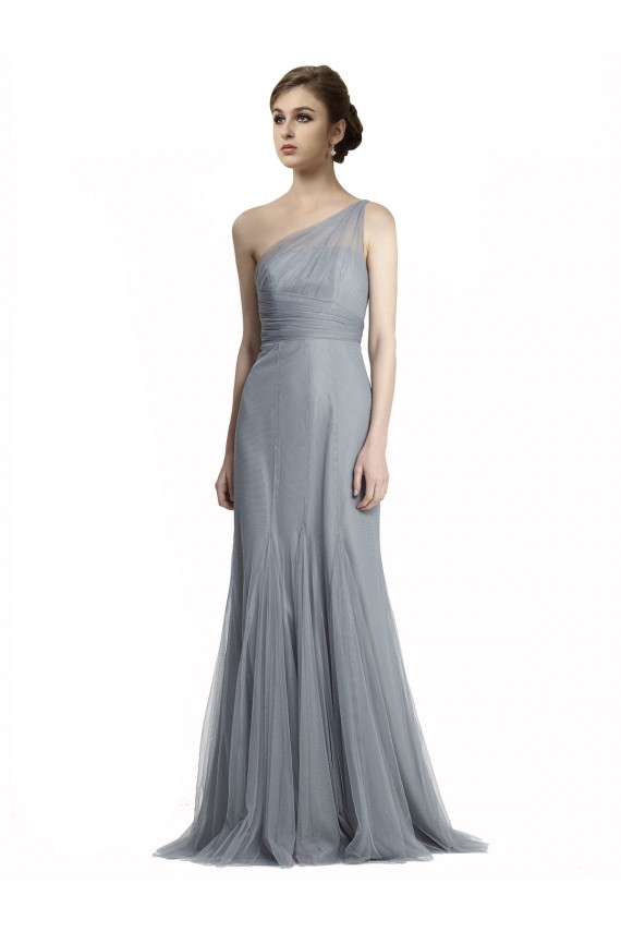 Slate Grey Mermaid One Shoulder Long Bridesmaid Dress Bolton