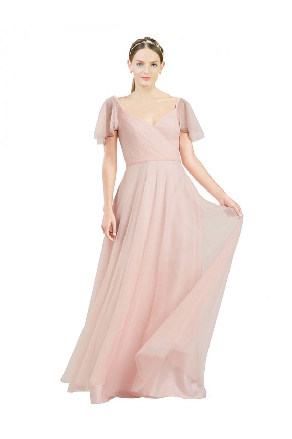 Pink A-Line V-Neck Long Formal Dress / Bridesmaid Dress Bolton