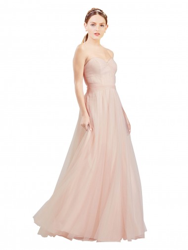 Open Back Pink A-Line Strapless Long Semi Formal Dress / Bridesmaid Dress Bolton