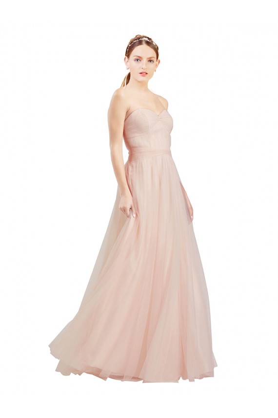 Open Back Pink A-Line Strapless Long Semi Formal Dress / Bridesmaid Dress Bolton