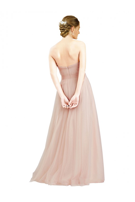 Open Back Pink A-Line Strapless Long Semi Formal Dress / Bridesmaid Dress Bolton