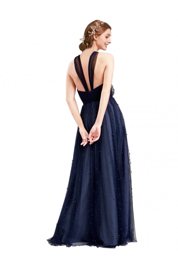 Navy Blue A-Line Halter Neck Long Bridesmaid Dress / Evening Dress Bolton
