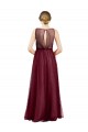 Keyhole Back Burgundy A-Line Boat Neck Long Semi Formal Evening Dress / Bridesmaid Dress Bolton