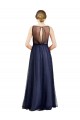 Keyhole Back Burgundy A-Line Boat Neck Long Semi Formal Evening Dress / Bridesmaid Dress Bolton