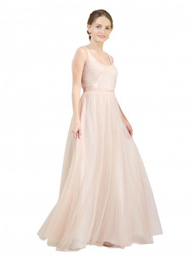 Open Back Pink A-Line Scoop Neck Long Semi Formal Evening Dress / Bridesmaid Dress Bolton