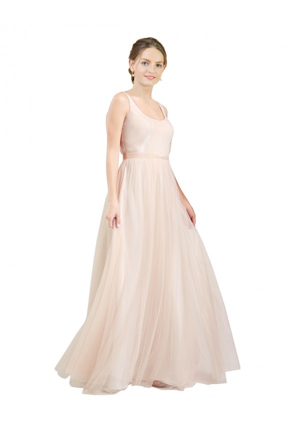 Open Back Pink A-Line Scoop Neck Long Semi Formal Evening Dress / Bridesmaid Dress Bolton