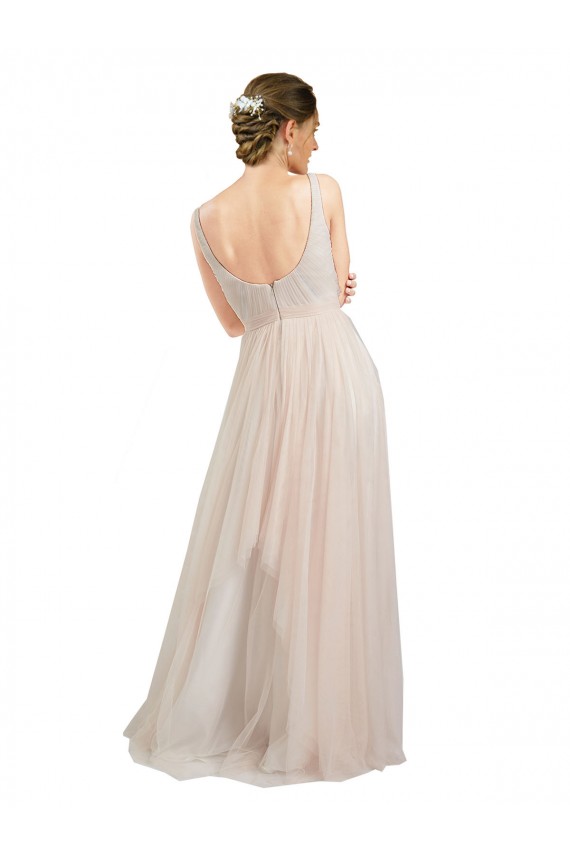 Open Back Pink A-Line Scoop Neck Long Semi Formal Evening Dress / Bridesmaid Dress Bolton