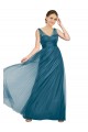 V-Back Teal Green A-Line V-Neck Long Bridesmaid Dress Bolton