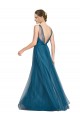 V-Back Teal Green A-Line V-Neck Long Bridesmaid Dress Bolton