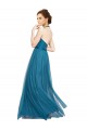 Open Back Teal Green A-Line High Neck Long Bridesmaid Dress Bolton