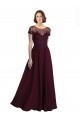 Burgundy Gold A-Line Jewel Neck Long Bridesmaid Dress Bolton