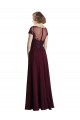 Burgundy Gold A-Line Jewel Neck Long Bridesmaid Dress Bolton