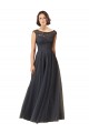 Slate Grey A-Line Bateau Neck Long Bridesmaid Dress Bolton
