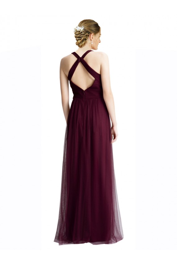 Keyhole Back Red A-Line V-Neck Long Bridesmaid Dress / Evening Dress Bolton