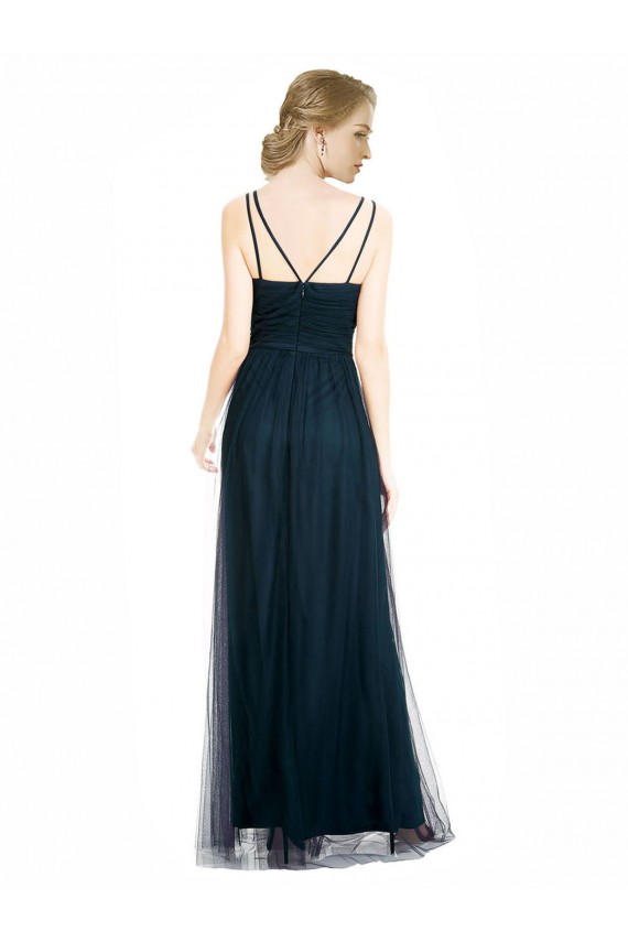 Blue A-Line V-Neck Long Bridesmaid Dress Bolton