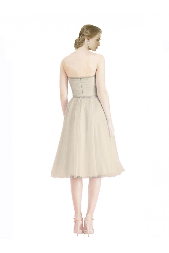 A-Line Strapless Cocktail Length Bridesmaid Dress Bolton