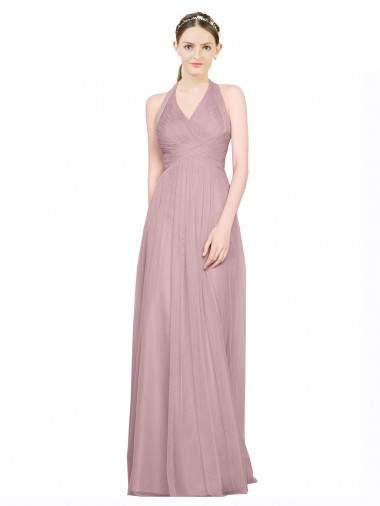 Low Back A-Line V-Neck Long Bridesmaid Gown Bolton