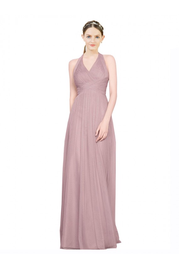 Low Back A-Line V-Neck Long Bridesmaid Gown Bolton