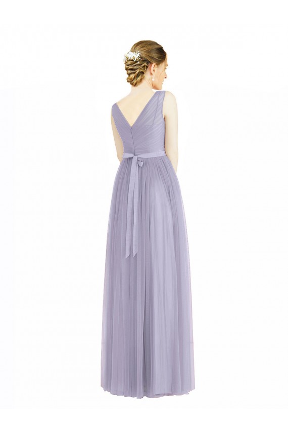 V-Back Lilac A-Line V-Neck Long Bridesmaid Dress Bolton