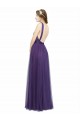 Low Back Purple A-Line Bateau Neck Long Bridesmaid Dress Bolton