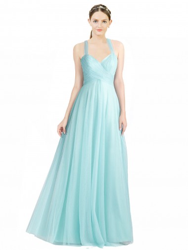 Low Back Mint Green A-Line Sweetheart Long Bridesmaid Dress Bolton