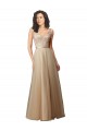 V-Back Champagne A-Line V-Neck Long Bridesmaid Dress Bolton